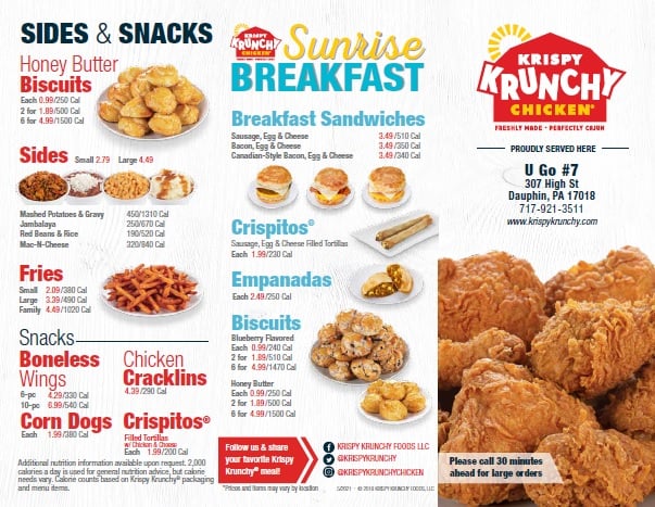 Krispy Krunchy Chicken Menu