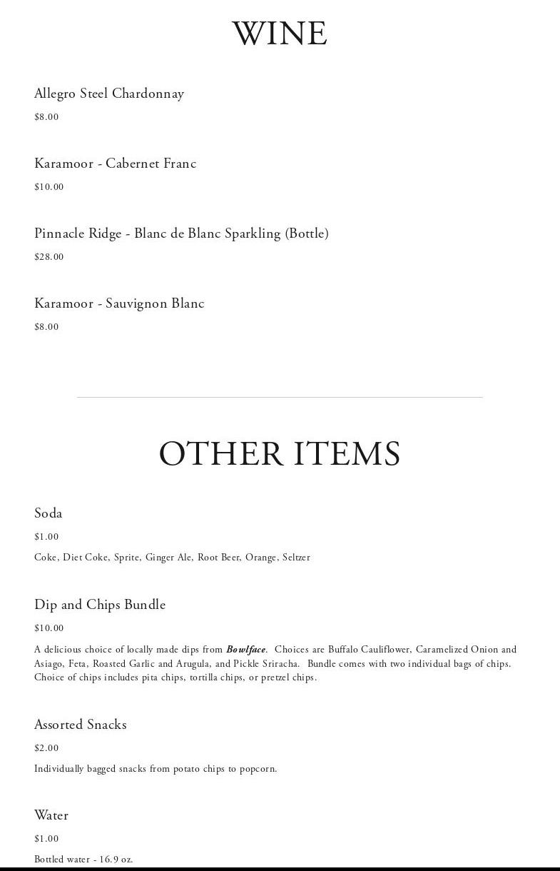 Artifact Brewing Menu