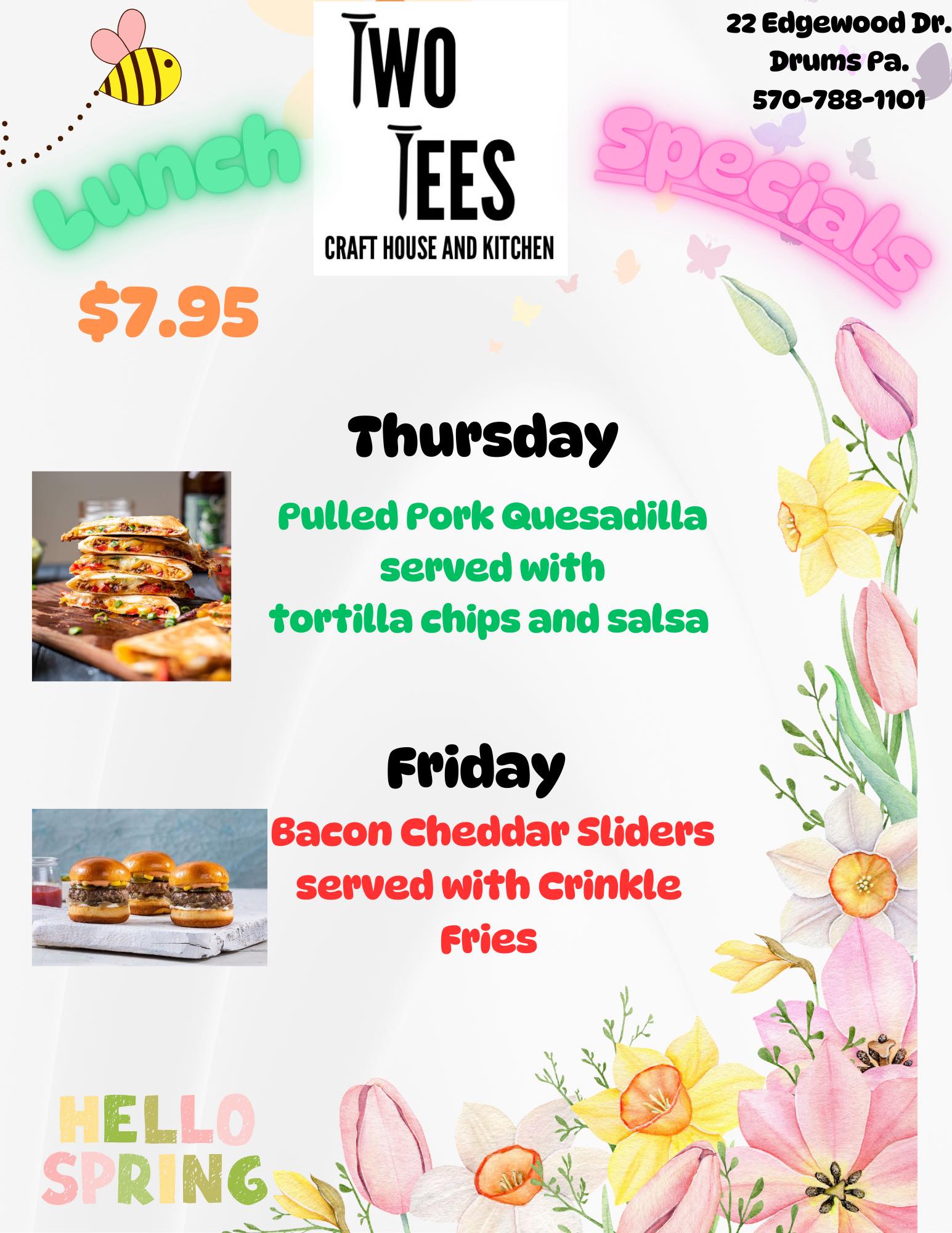 Two Tee's Craft House and Kitchen Menu