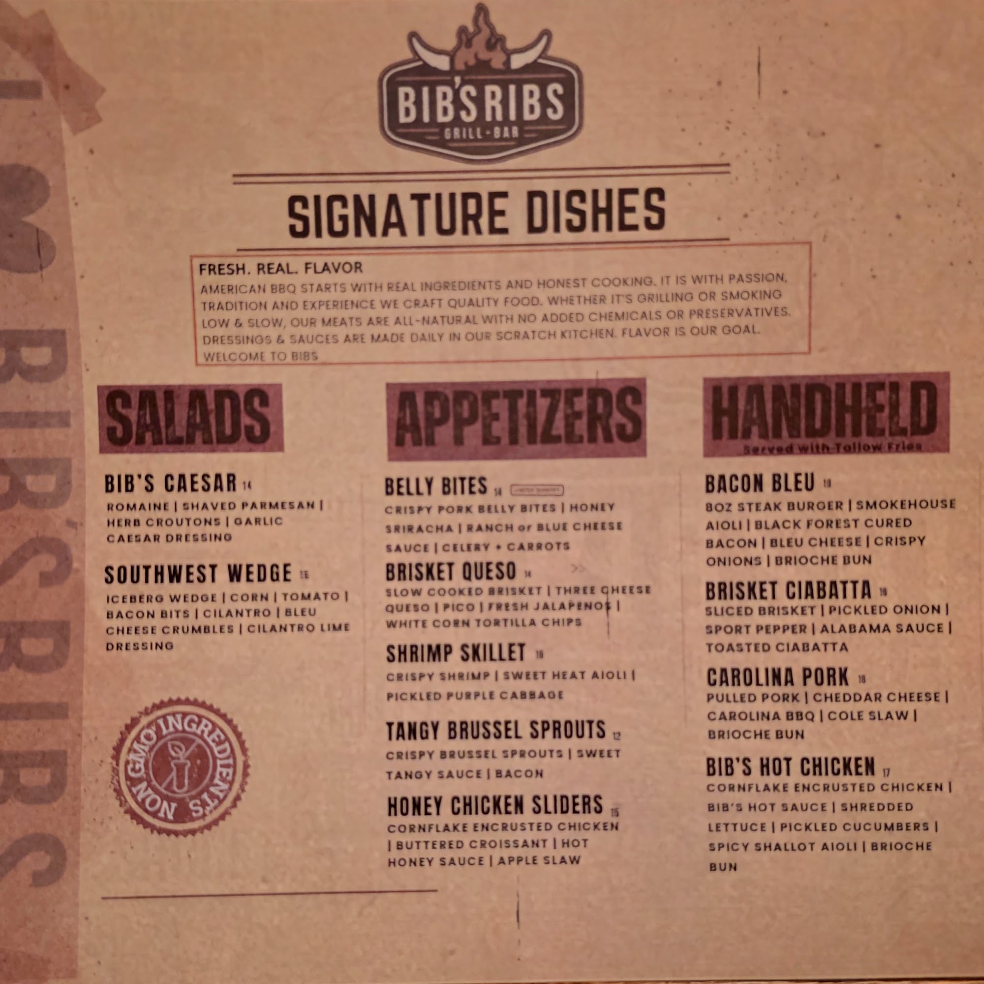 Bib's Ribs Menu