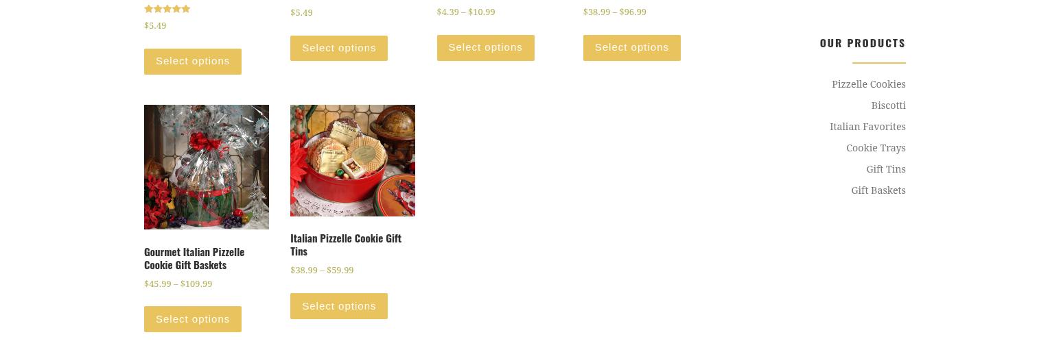 Petrone's Pizzelles Menu