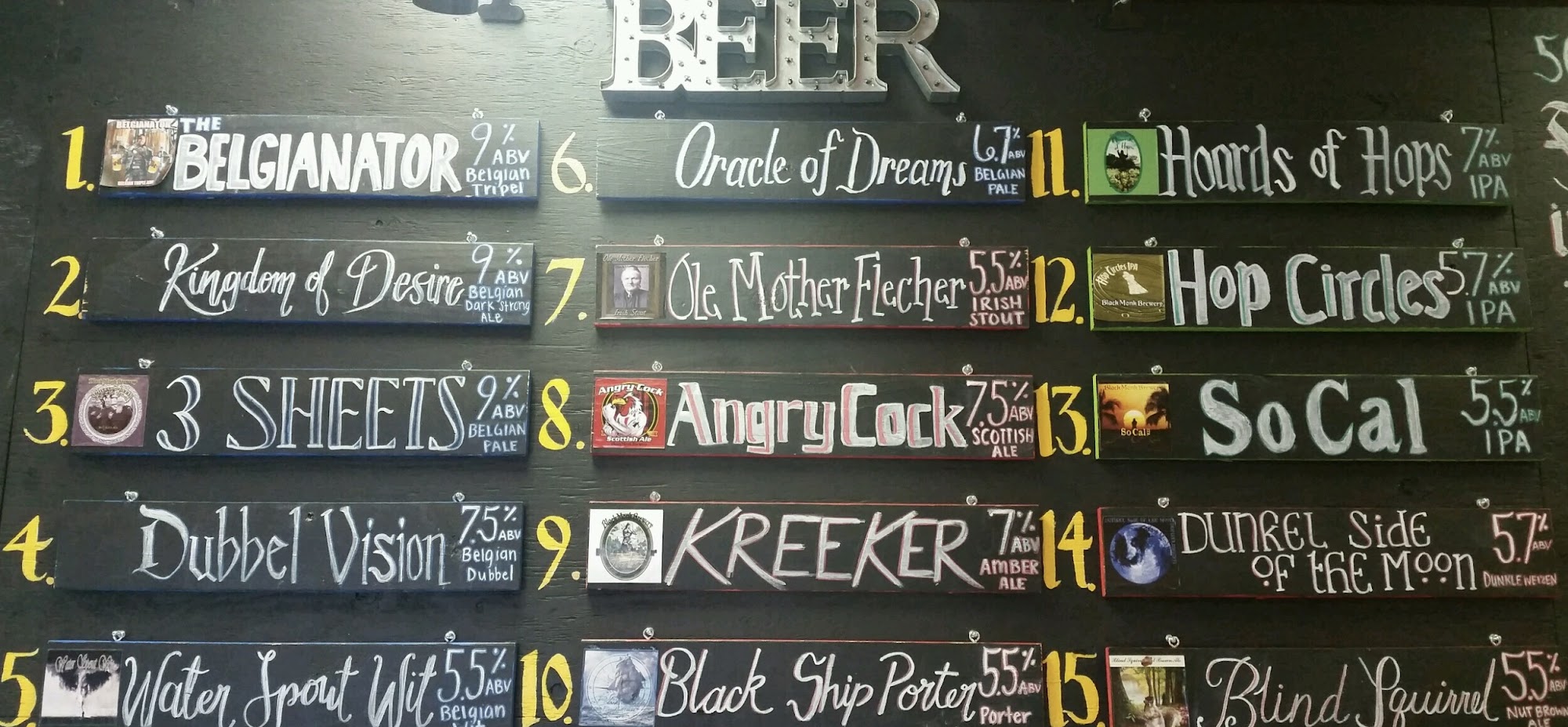 Black Monk Brewery Menu