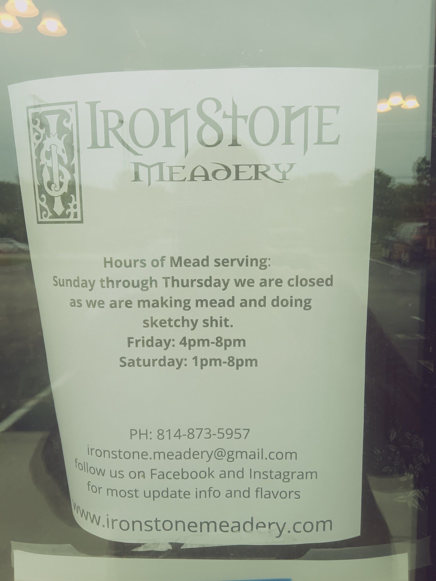 IronStone Meadery Menu