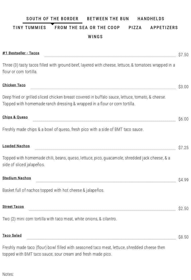 Big Mike's Tavern & Grill Menu