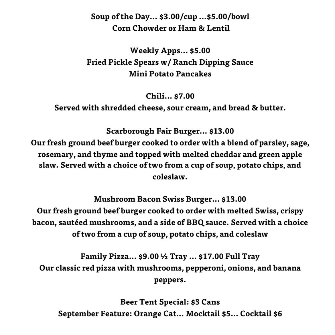 Gober's Deco Lounge Menu