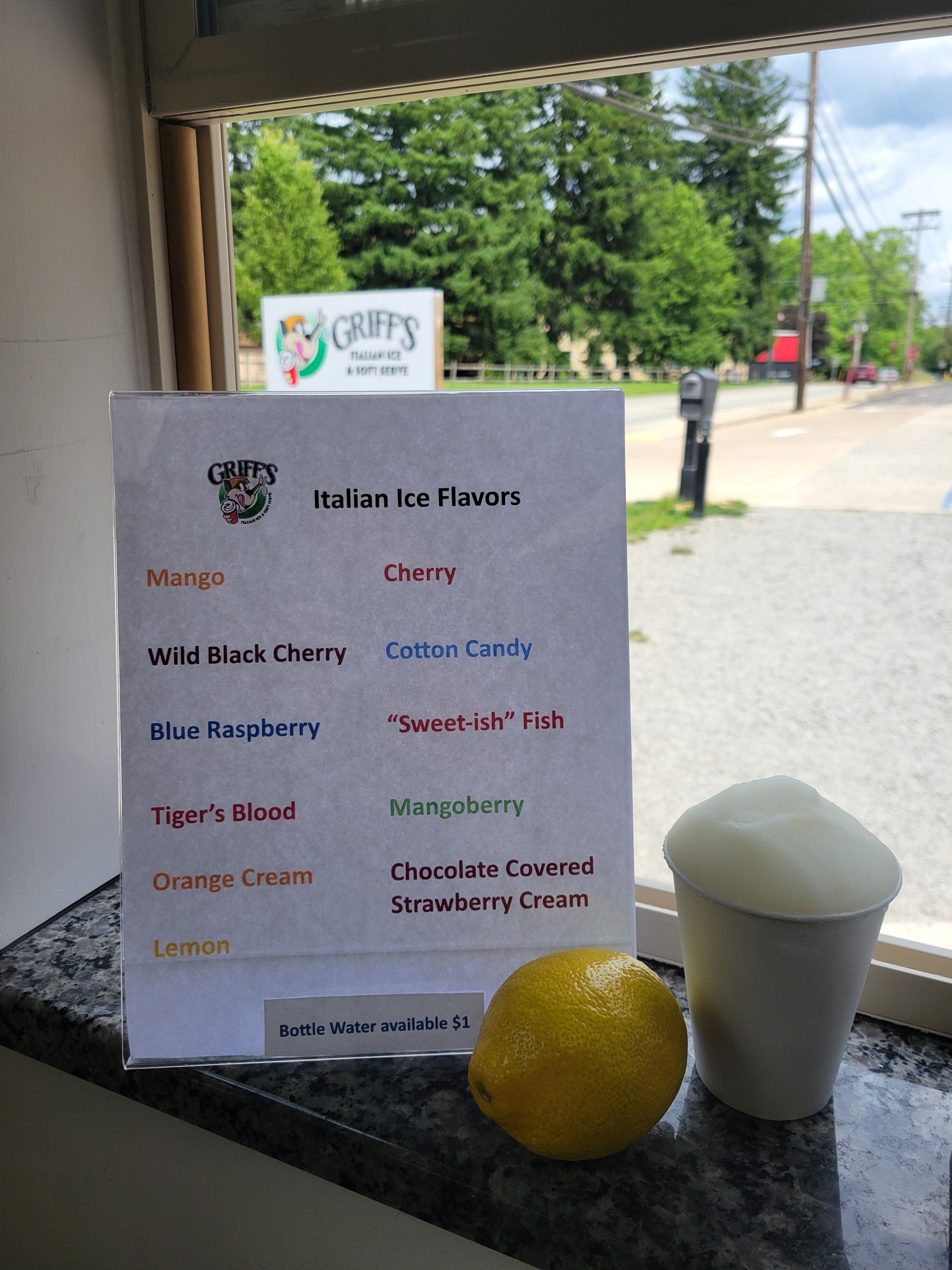 Griff’s Italian Ice & Soft Serve Menu