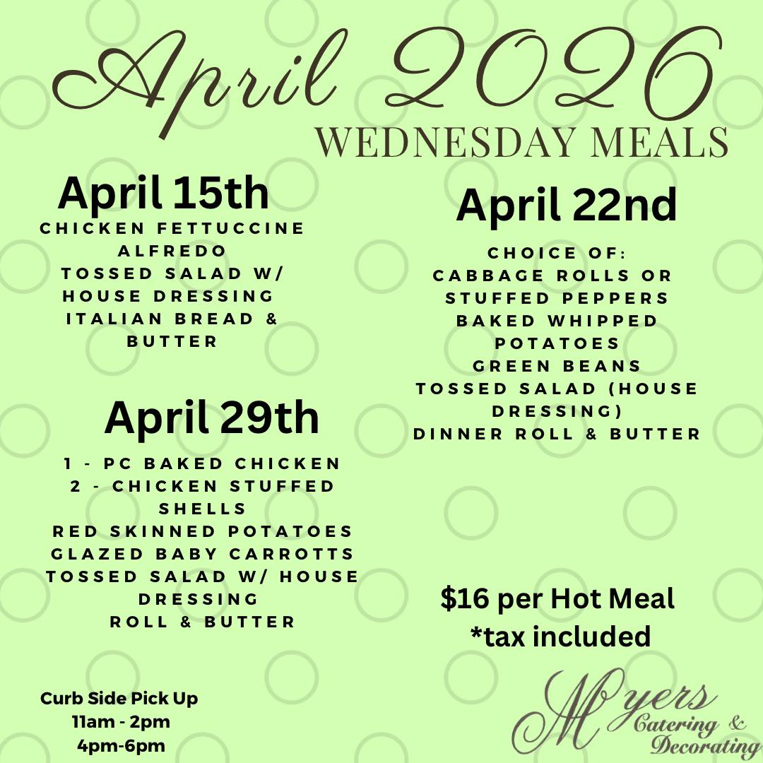 Myers' Catering & Decorating Menu