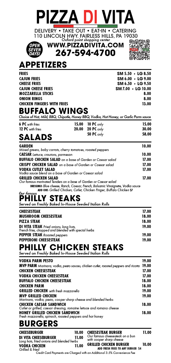 PIZZA DIVITA Menu