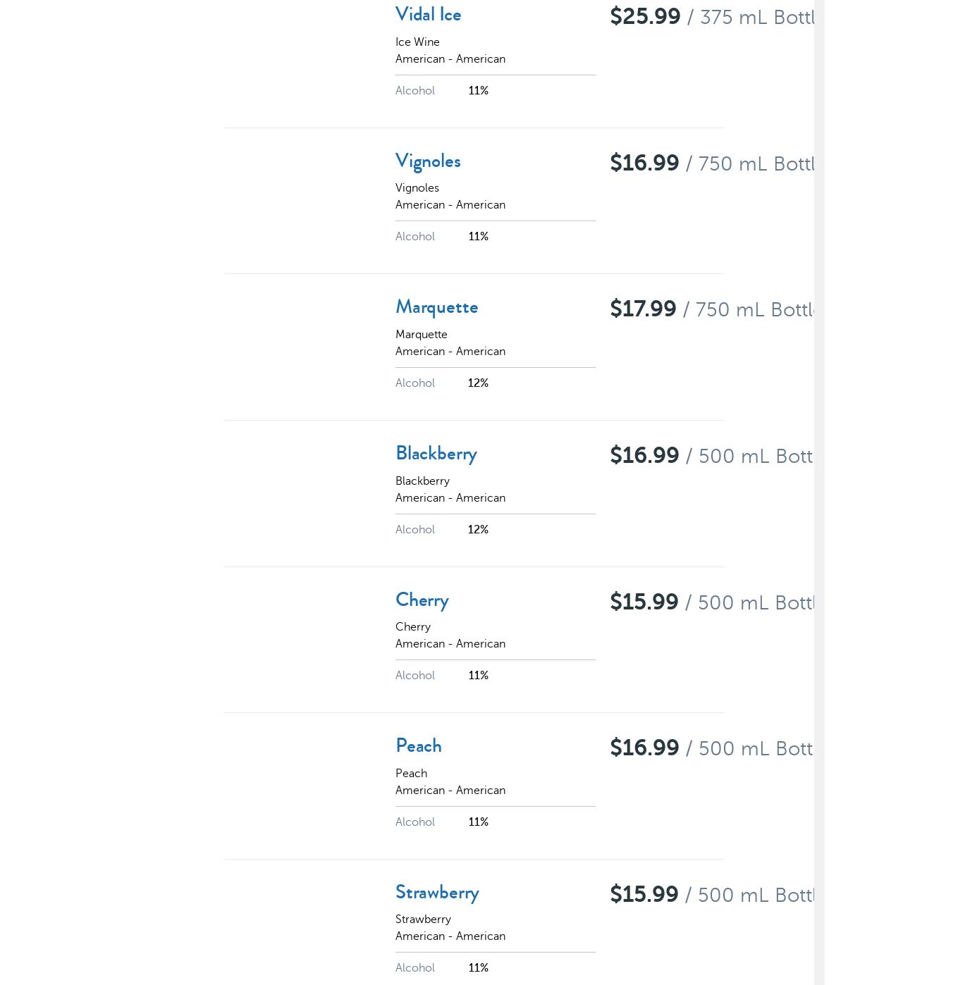 J&P Winery Gettysburg Menu