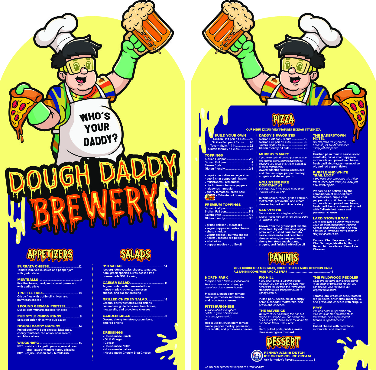 Dough Daddy Brewery Menu