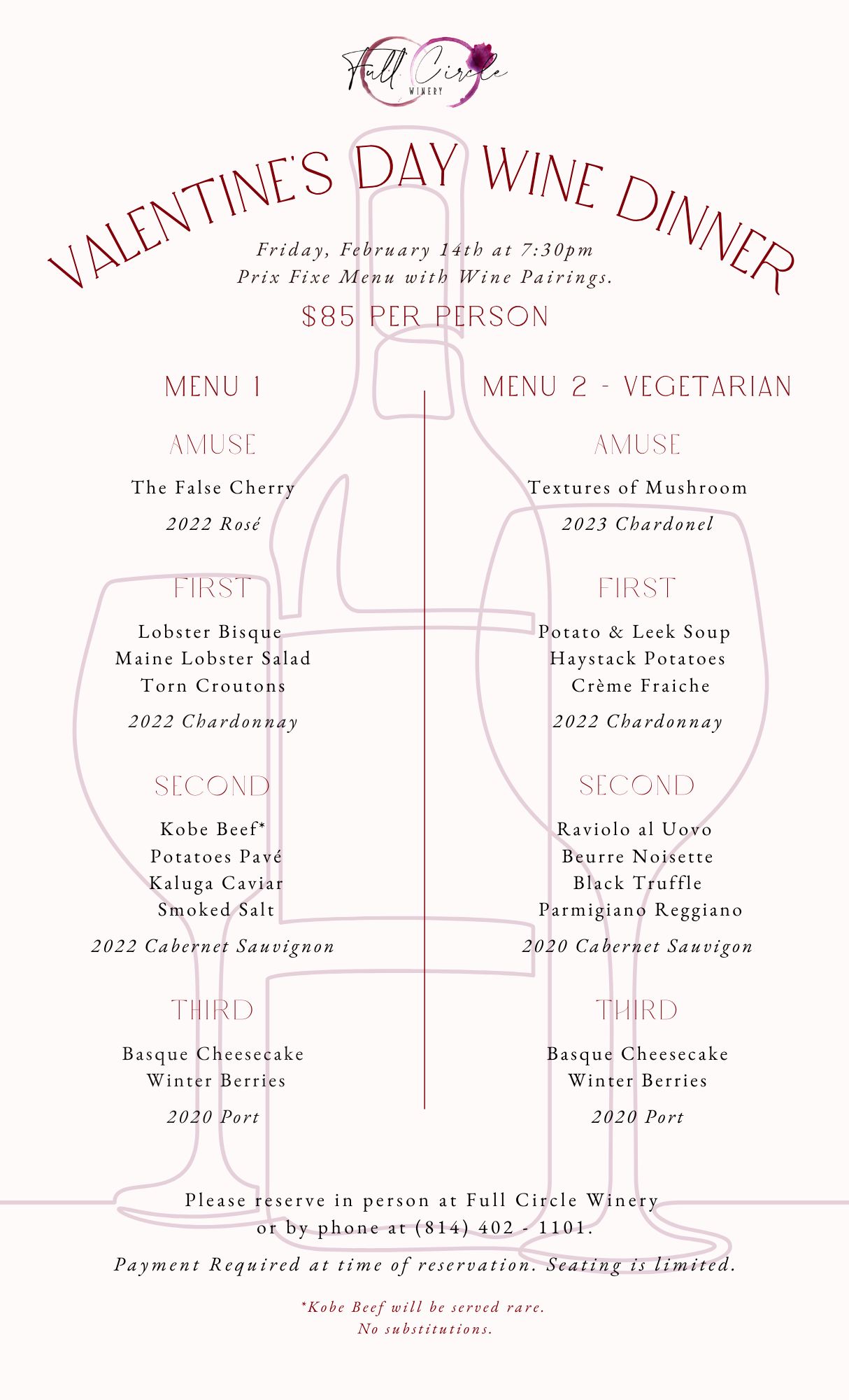 Full Circle Winery Menu
