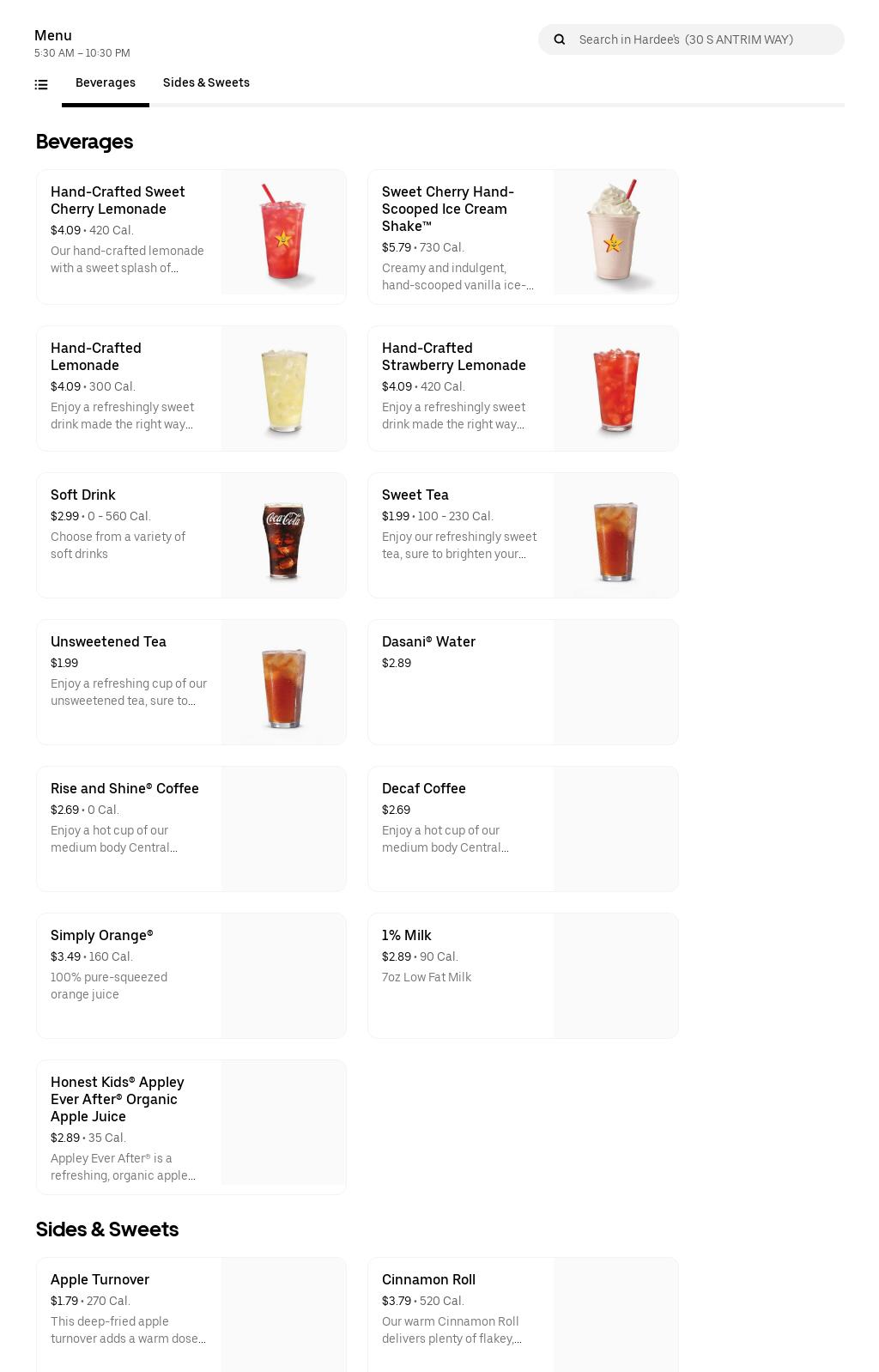 Sweet Dreams BBQ Menu