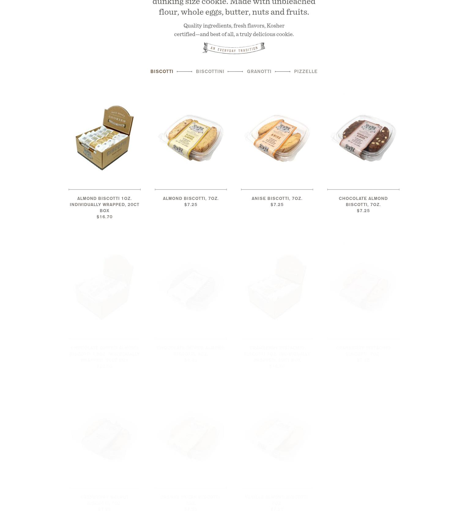 Biscotti Brothers Bakery Menu