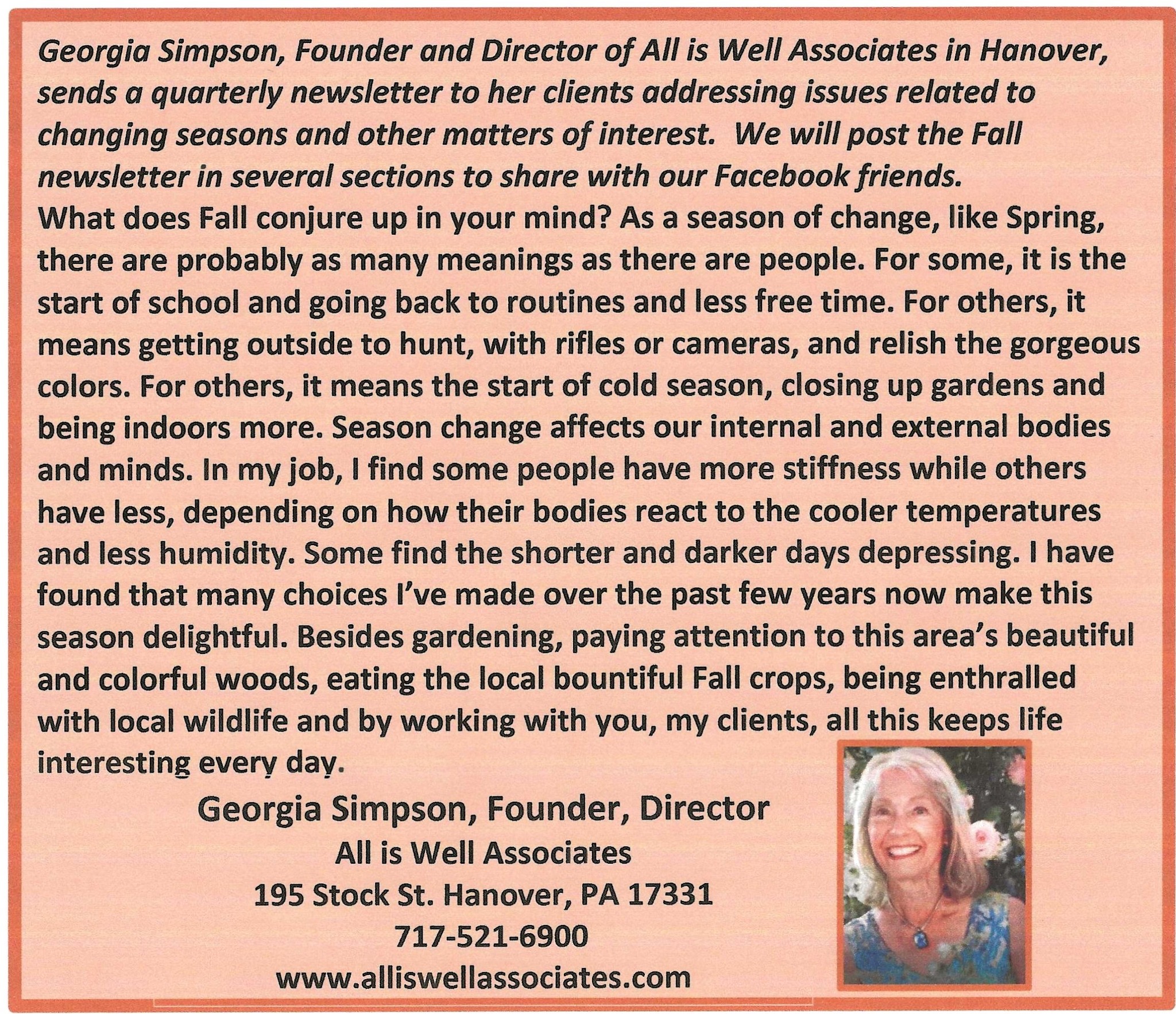 All Is Well Associates 195 Stock St STE 117, Hanover Pennsylvania 17331