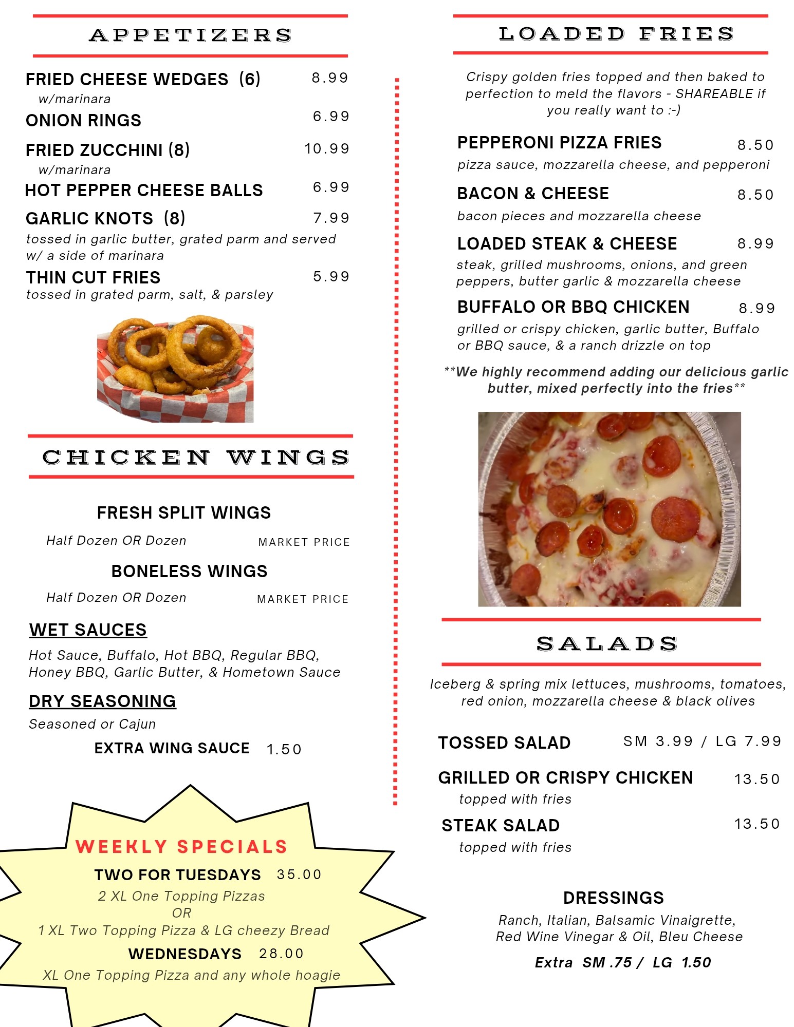Hometown Pizzeria & Eatery Menu
