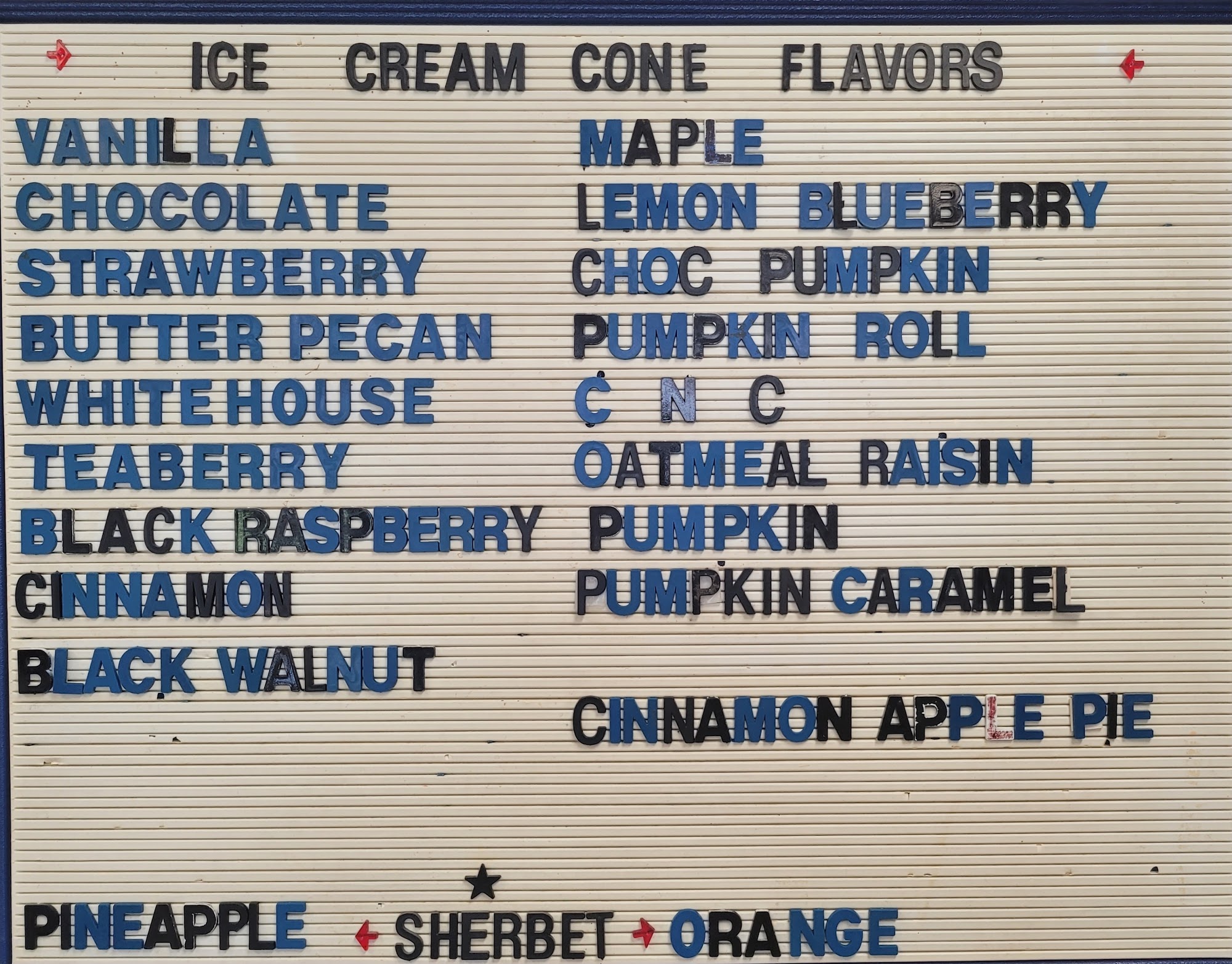 Hughes Penn Gold Ice Cream Menu