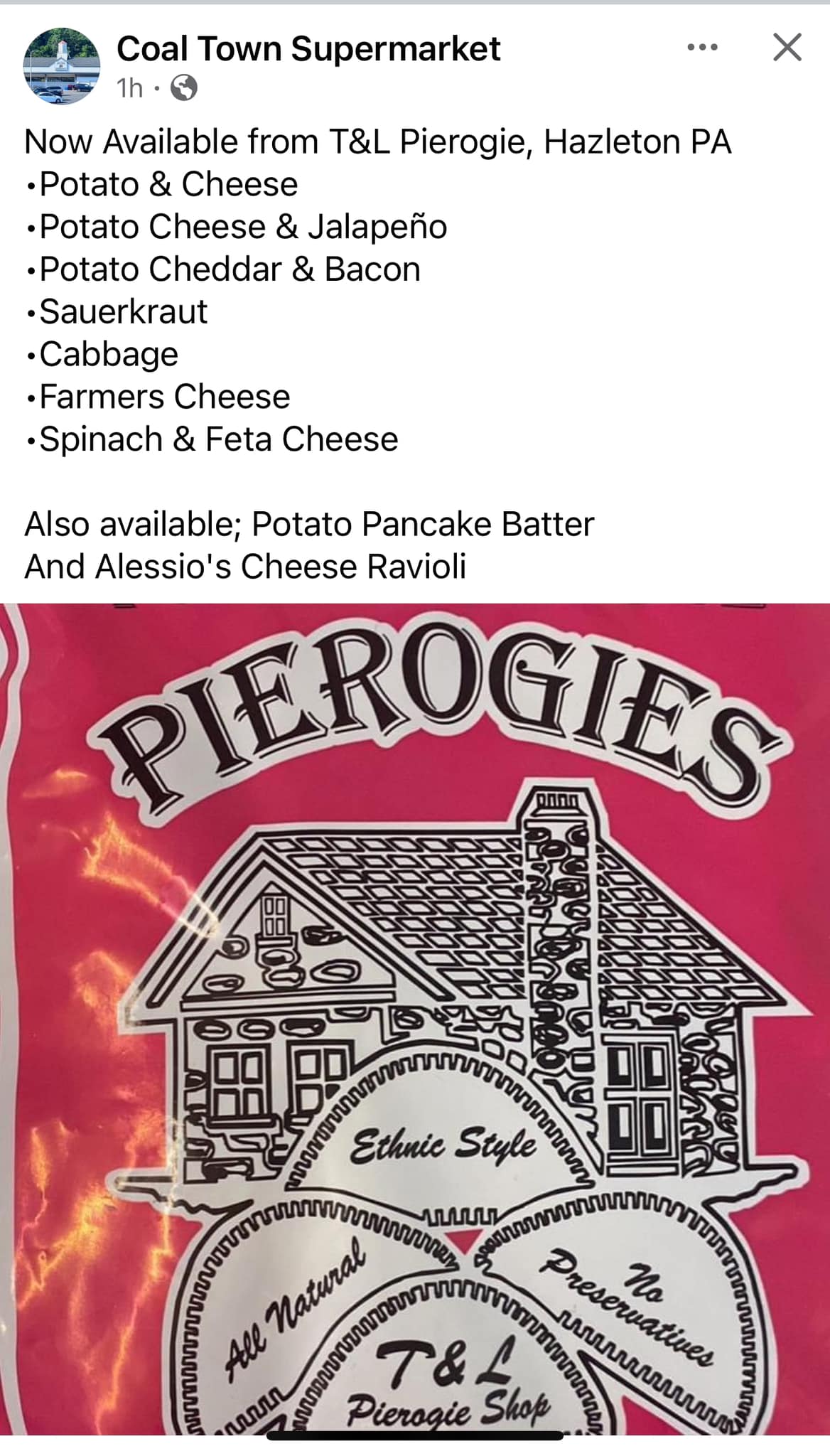 T & L Perogies Inc Menu