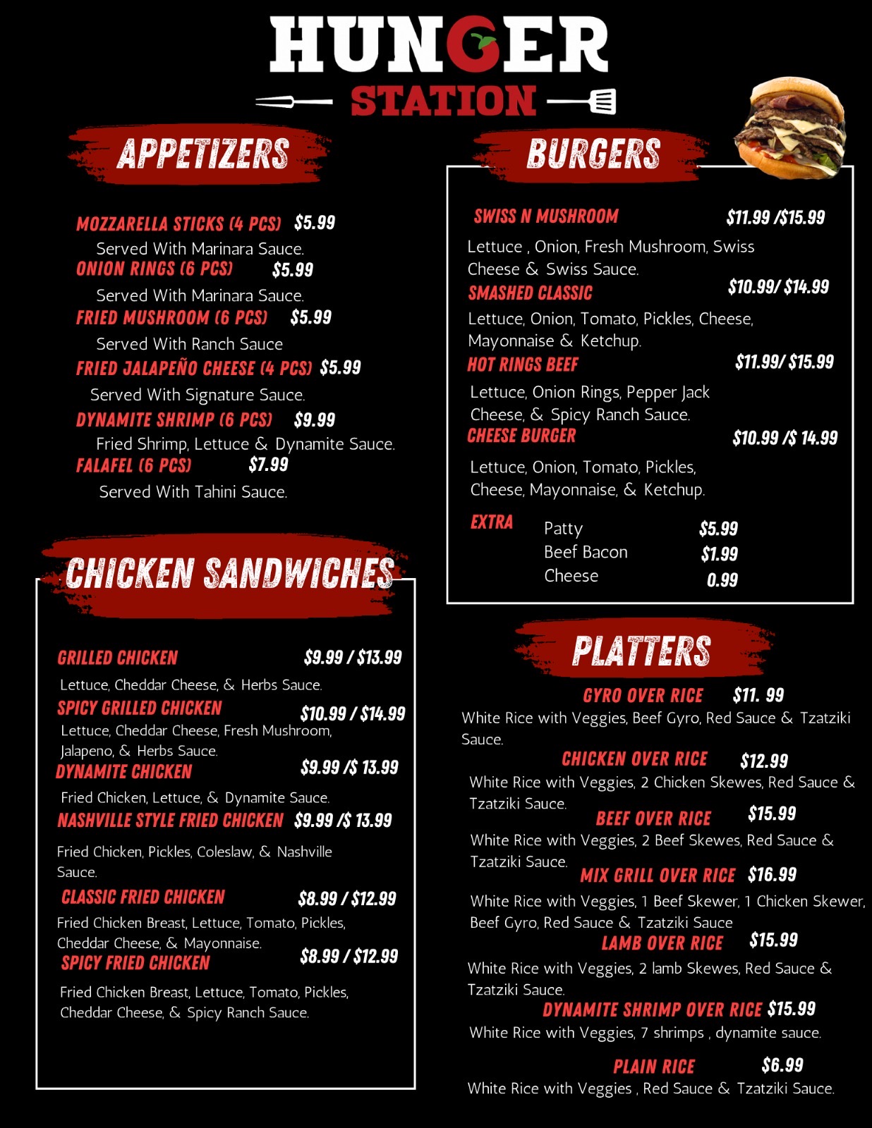 HUNGER STATION GRILL Menu