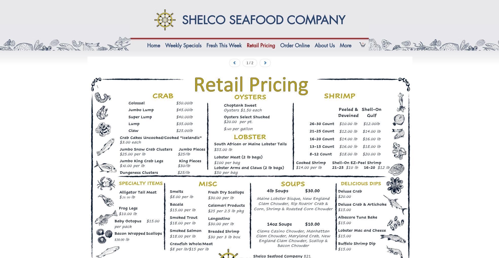 Shelco Seafood Co Menu