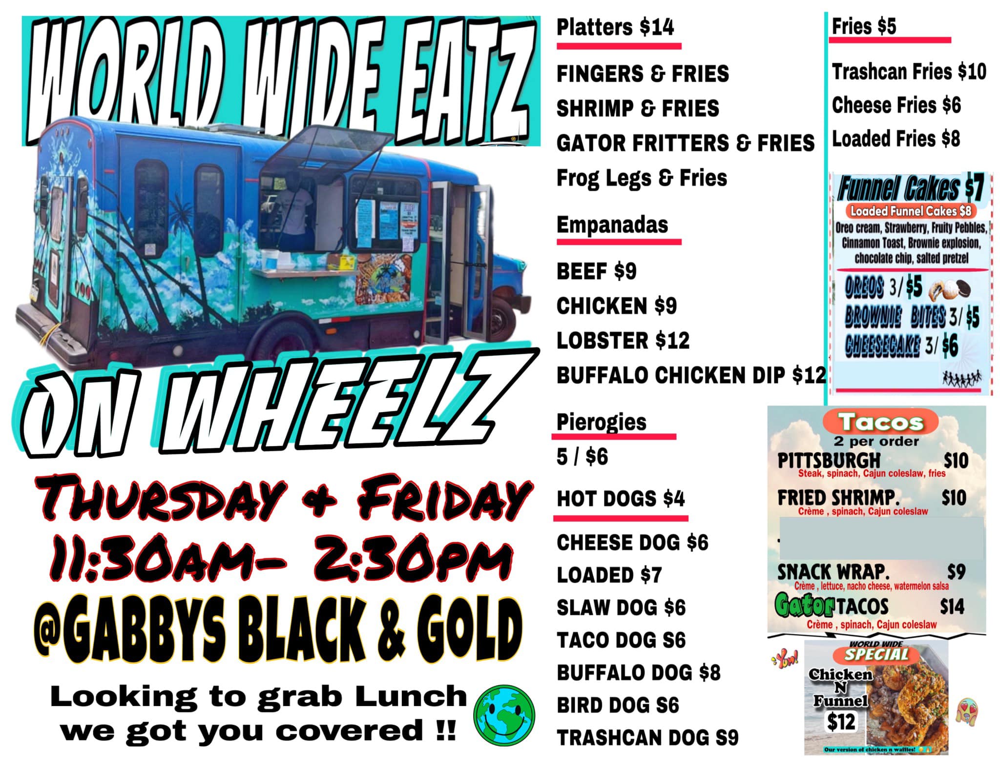 Gabby's Black And Gold Menu