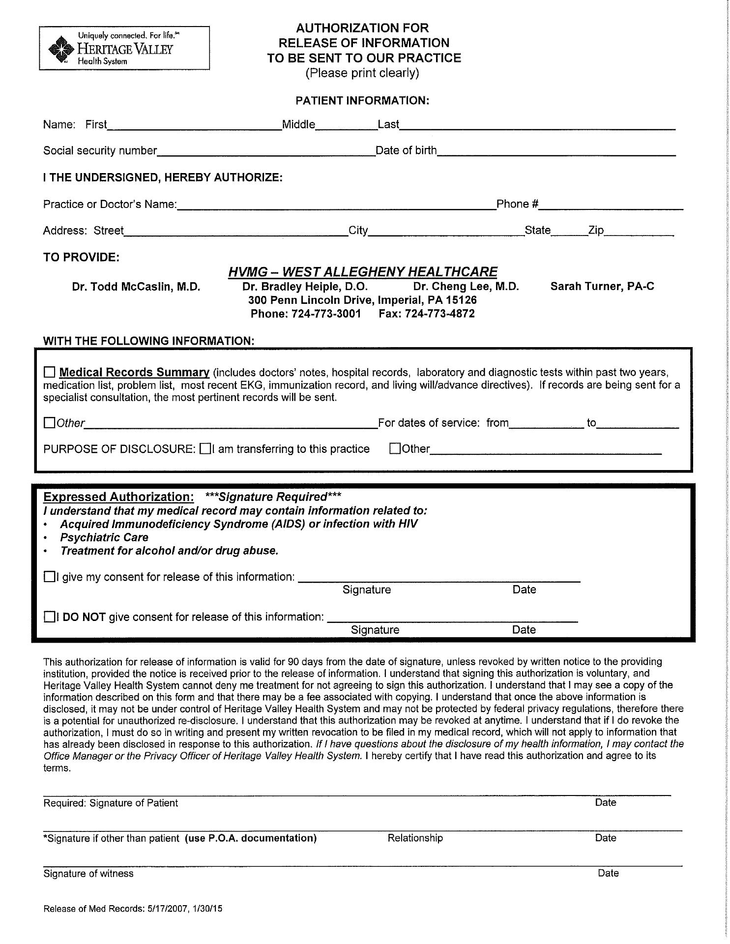 HVMG West Allegheny Healthcare