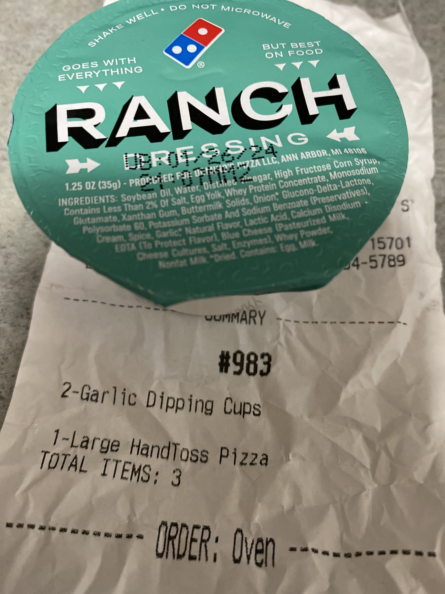 Domino's Pizza Menu