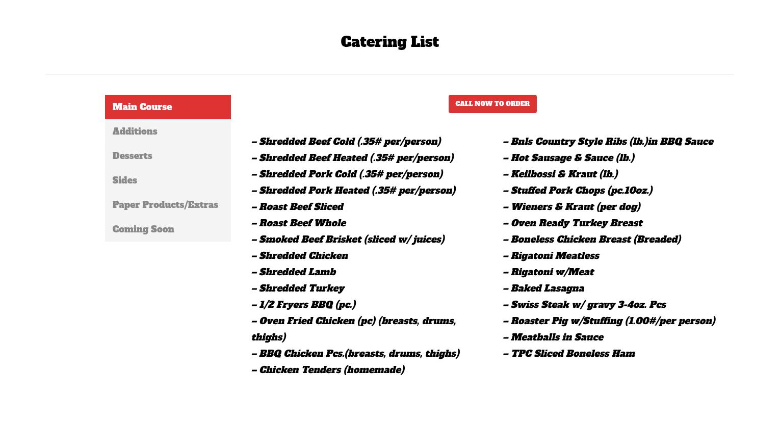 Cunningham Meats Menu