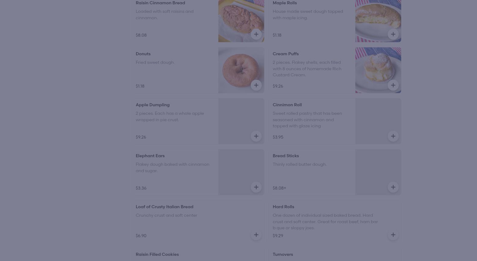 Enrico's Bakery Menu