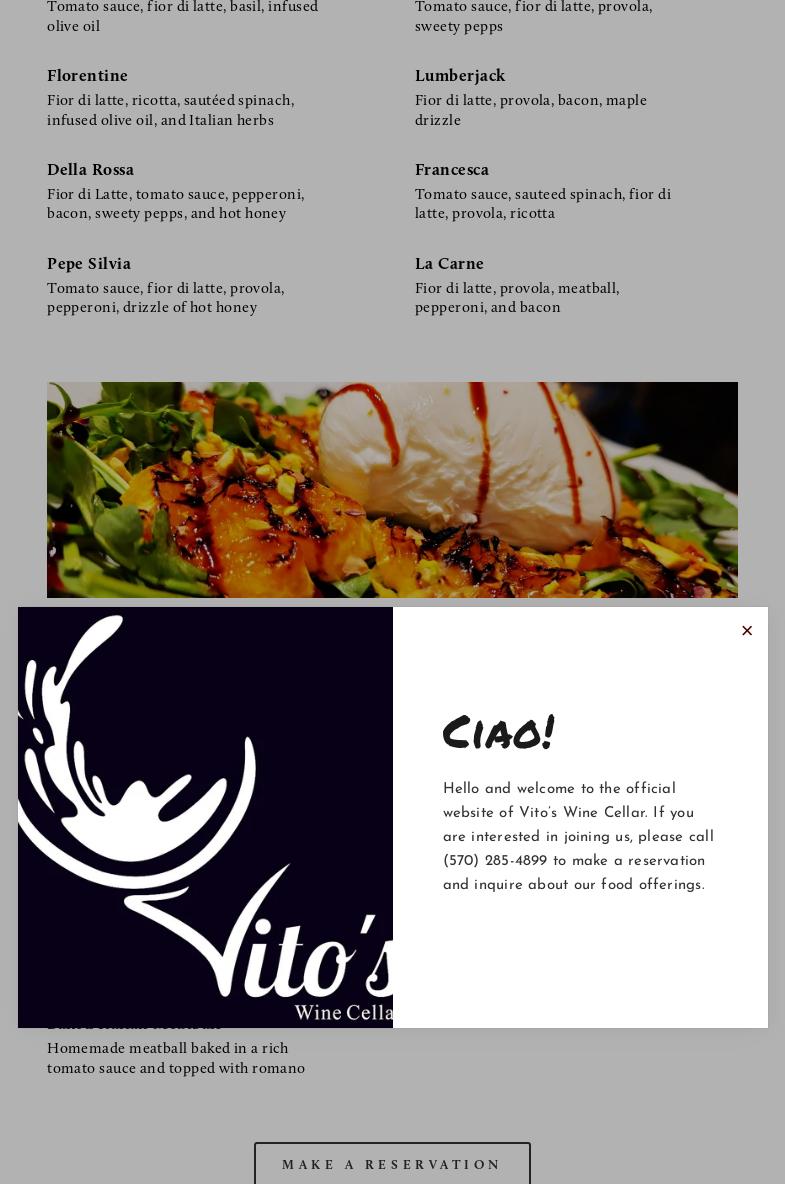 Vito's Wine Cellar Menu