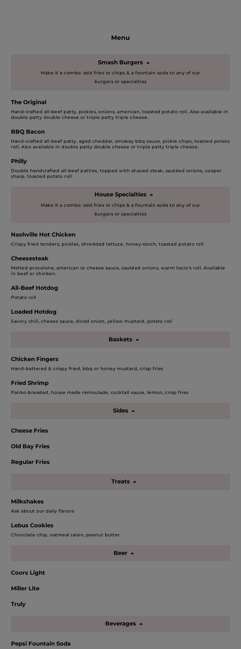 American Grill Menu