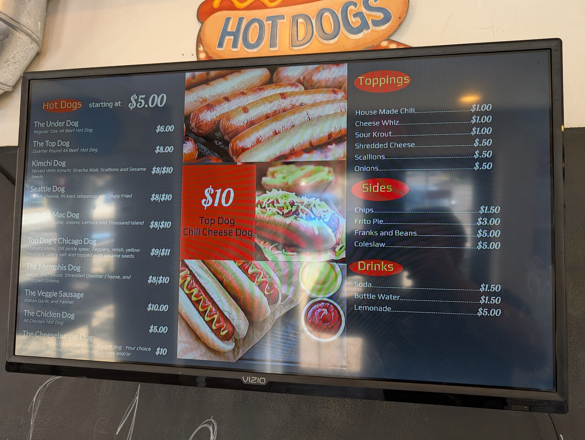 Top Dog Gourmet Hot Dogs Menu