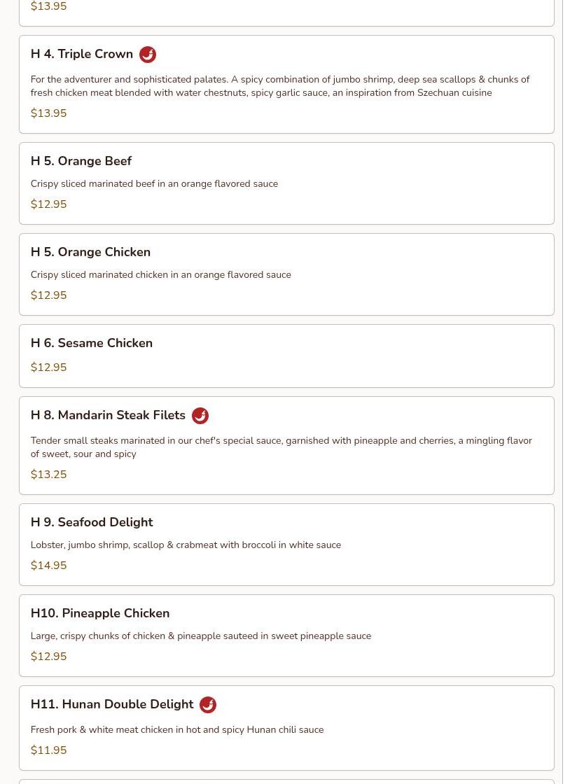 Pearl Chinese & Japanese Menu