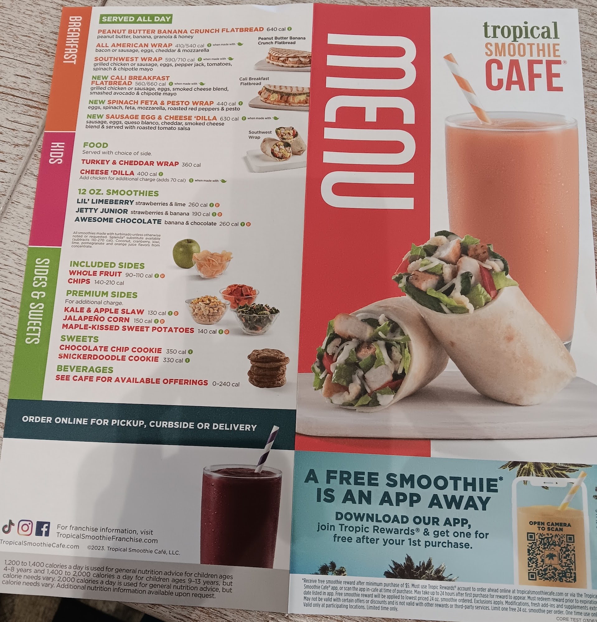 Tropical Smoothie Cafe Menu