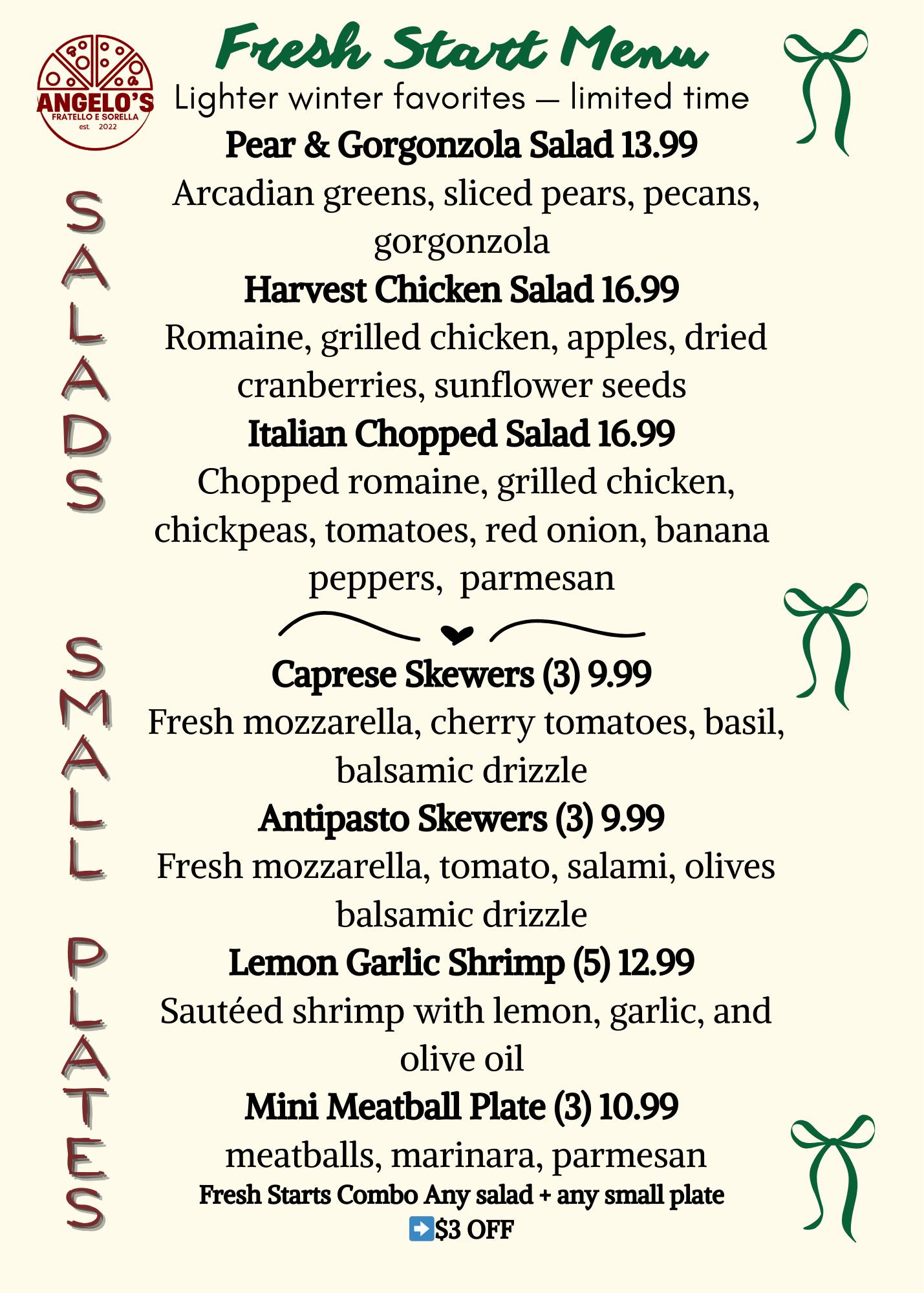 Angelo's Menu