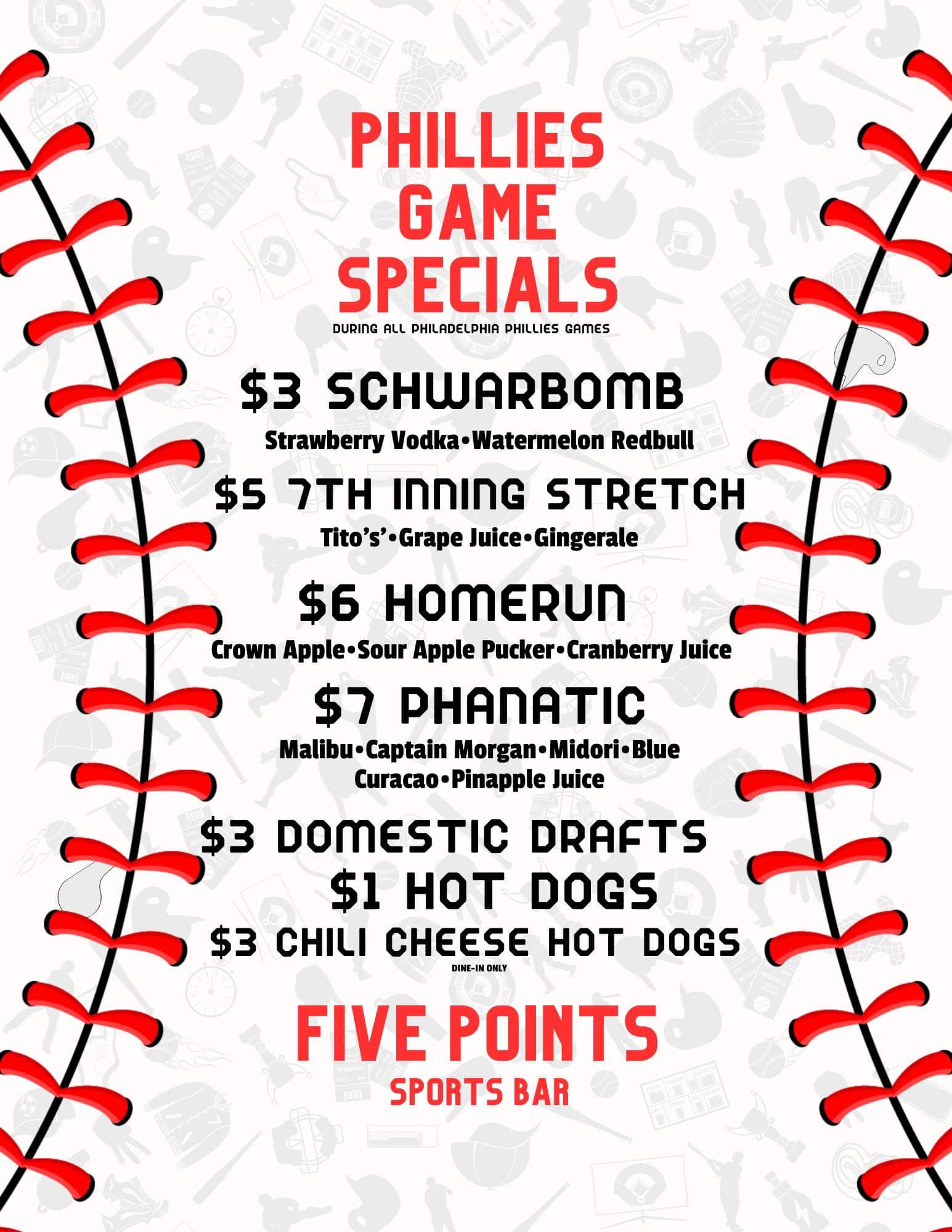 Five Points Sports Bar Menu