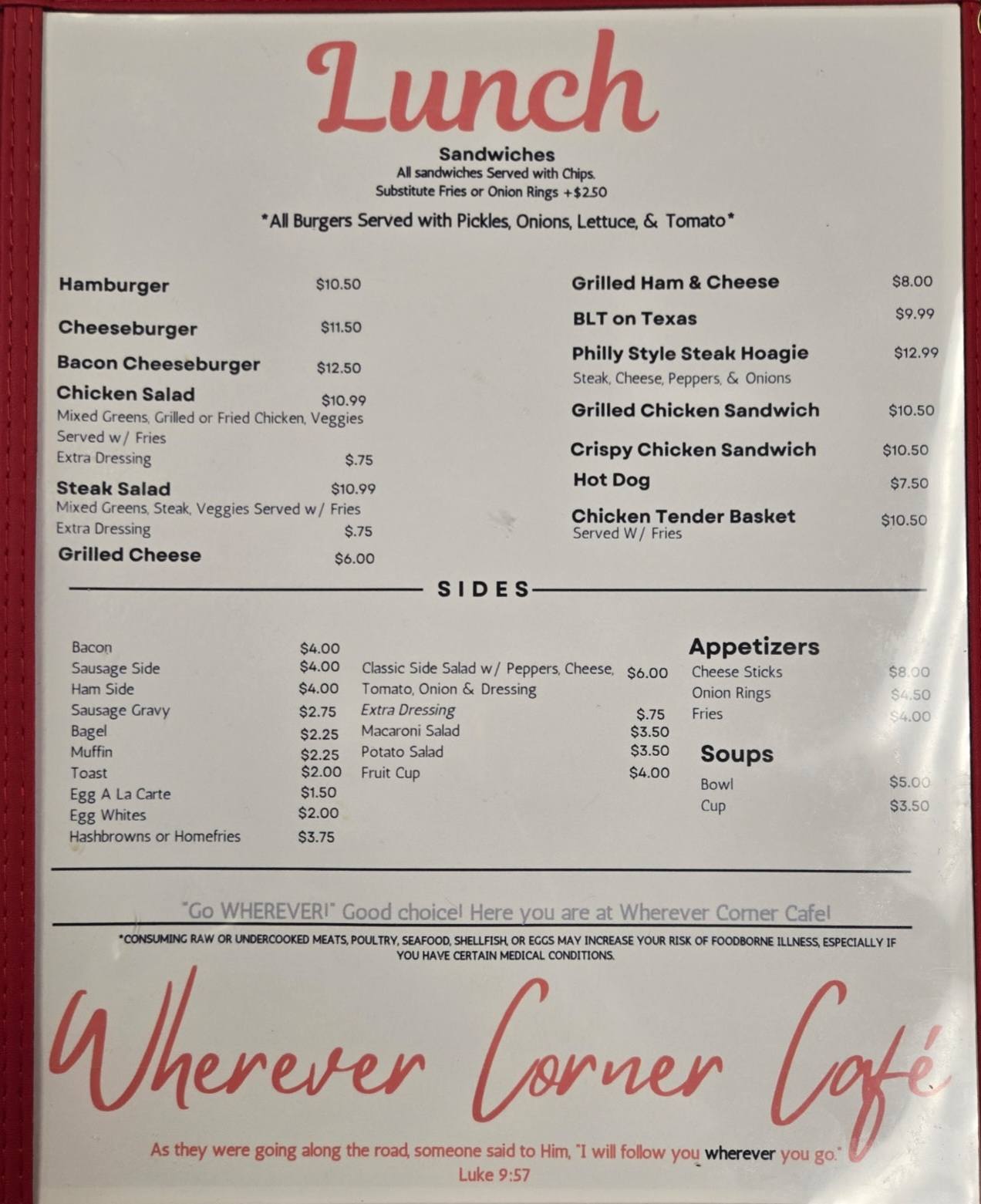 Wherever Corner Cafe Menu