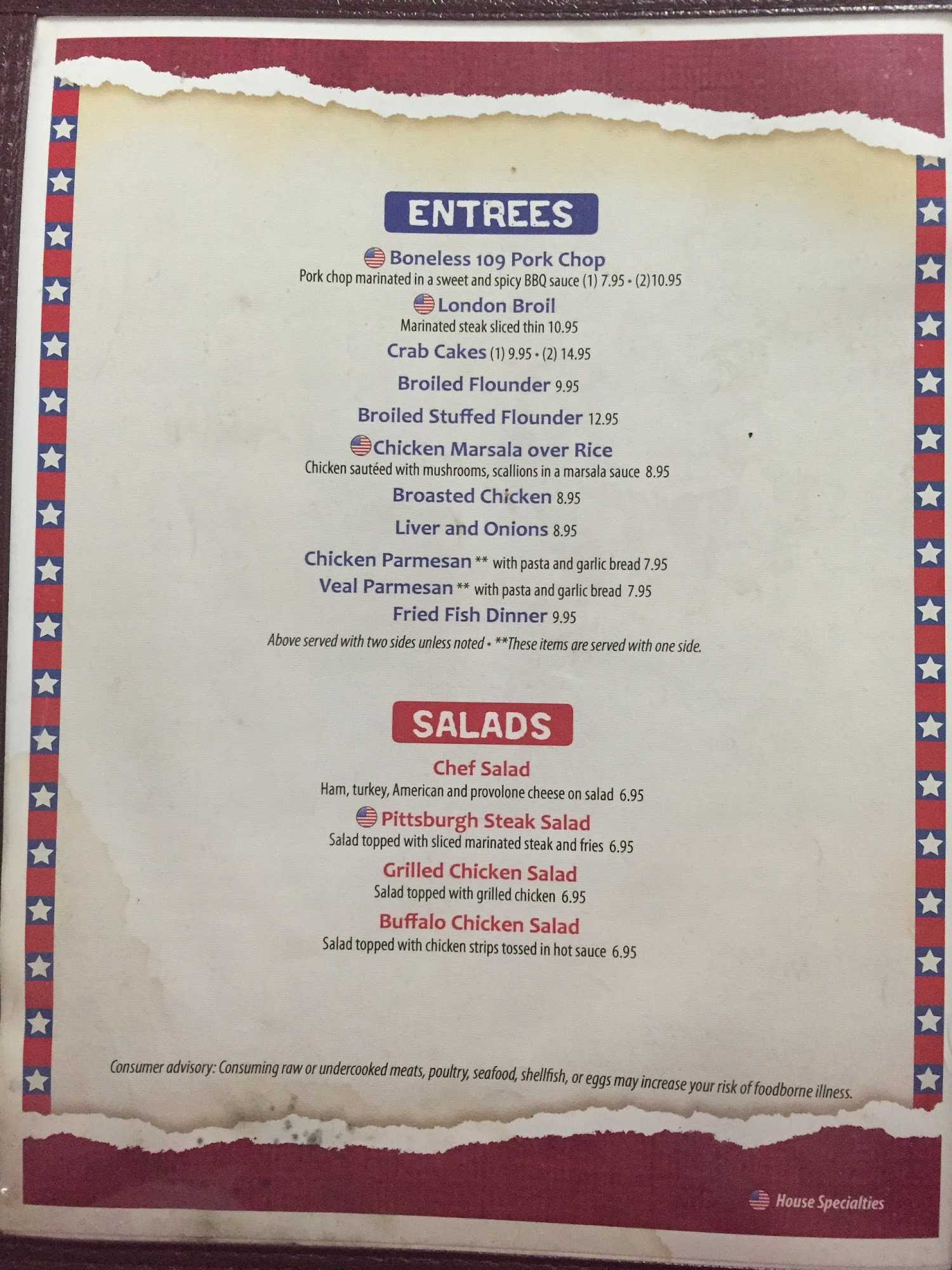American Legion Post 109 - Mechanicsburg Menu