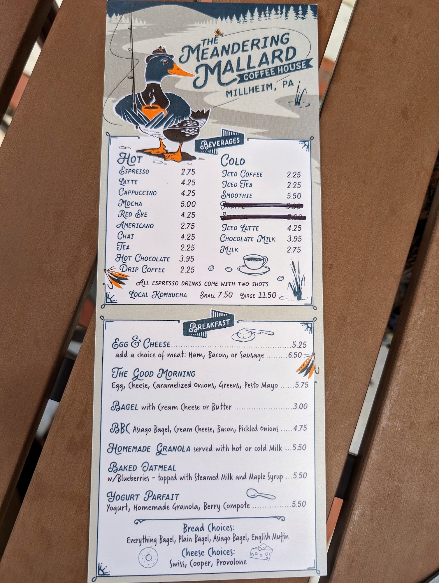 The Meandering Mallard Coffee House Menu