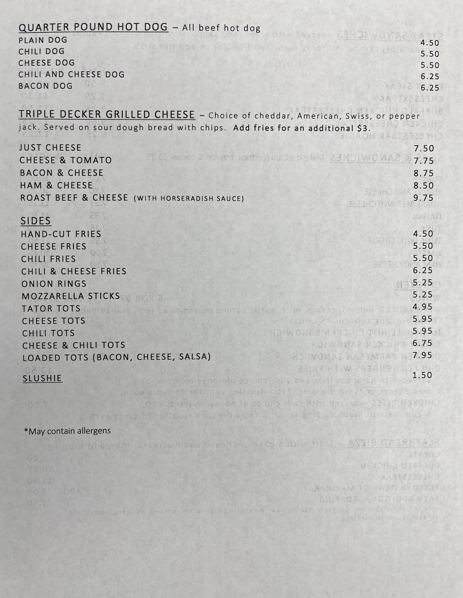 Fat Bellies Deli Menu
