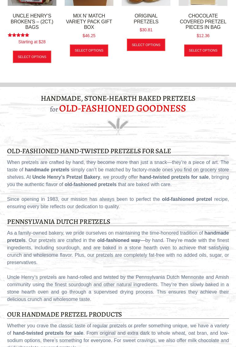 Uncle Henry’s Pretzel Bakery Menu