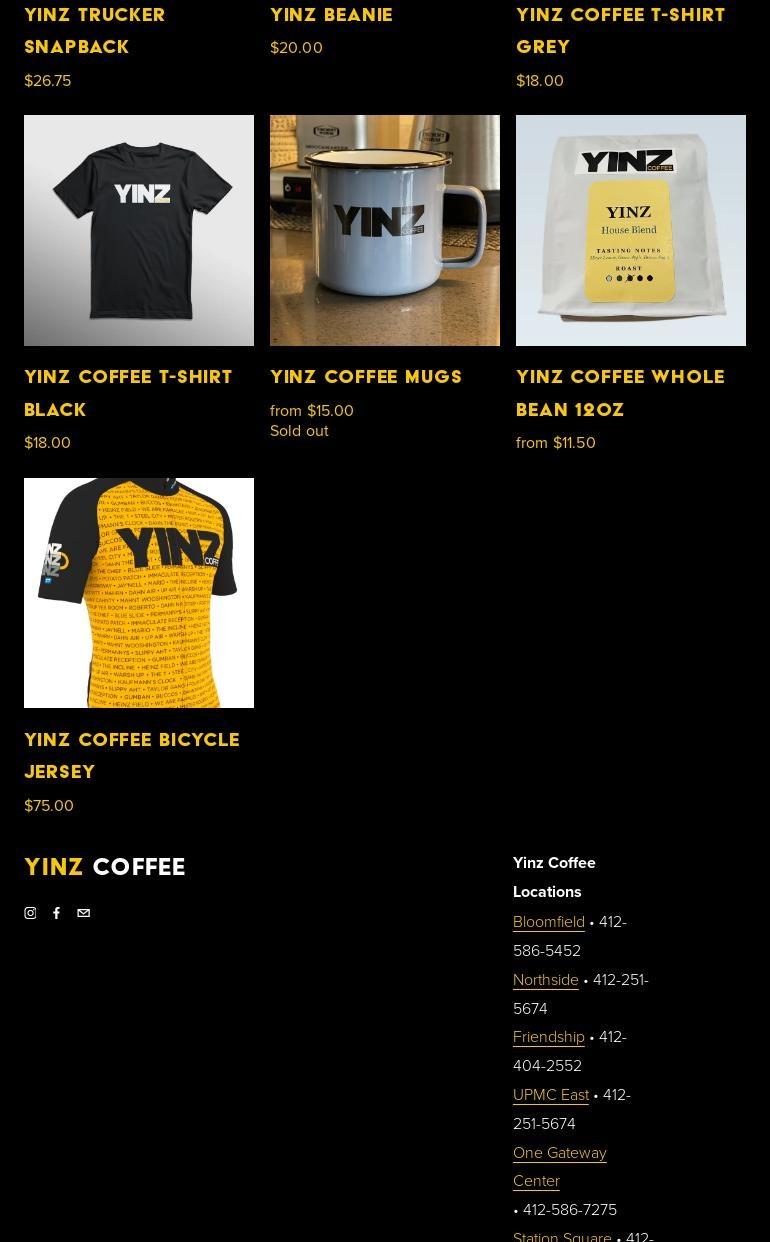 YINZ Coffee UPMC East Menu