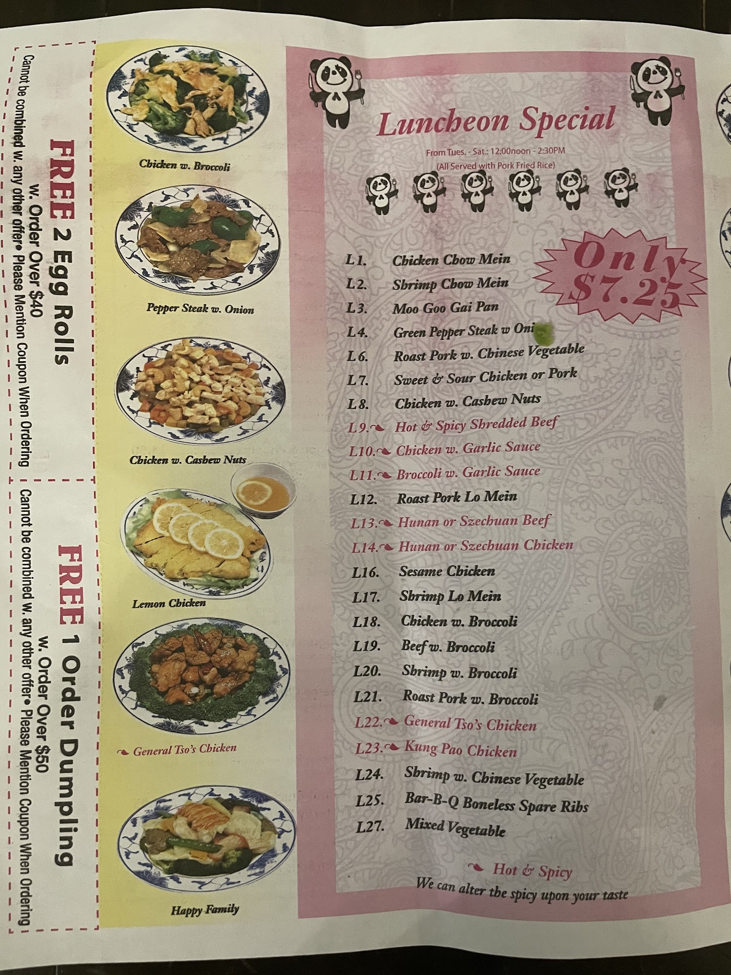 New Panda Menu