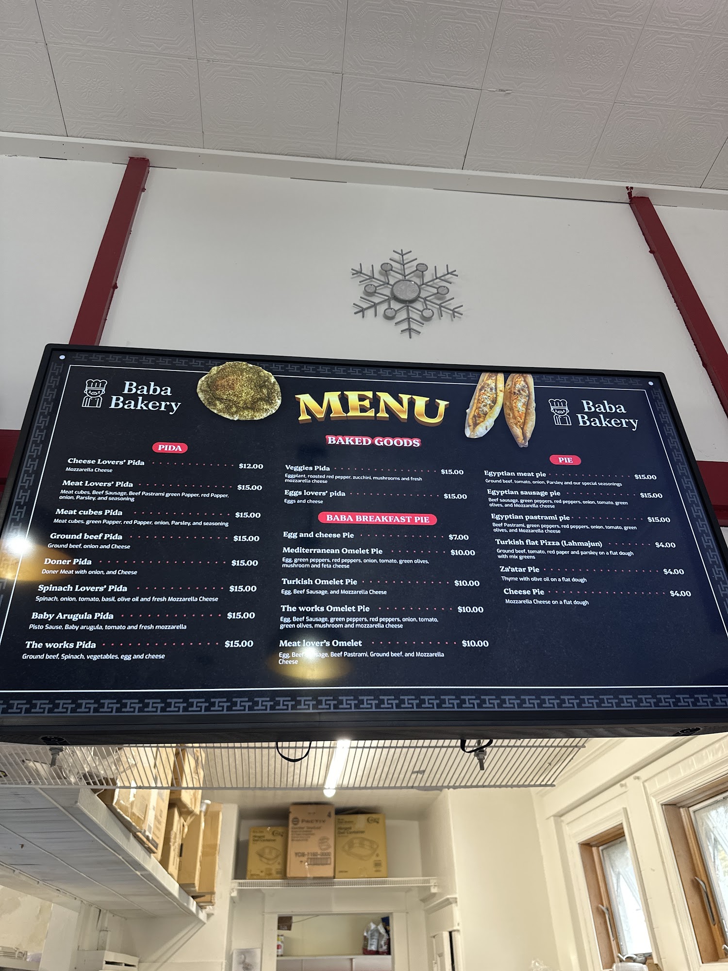 Baba Bakery Menu