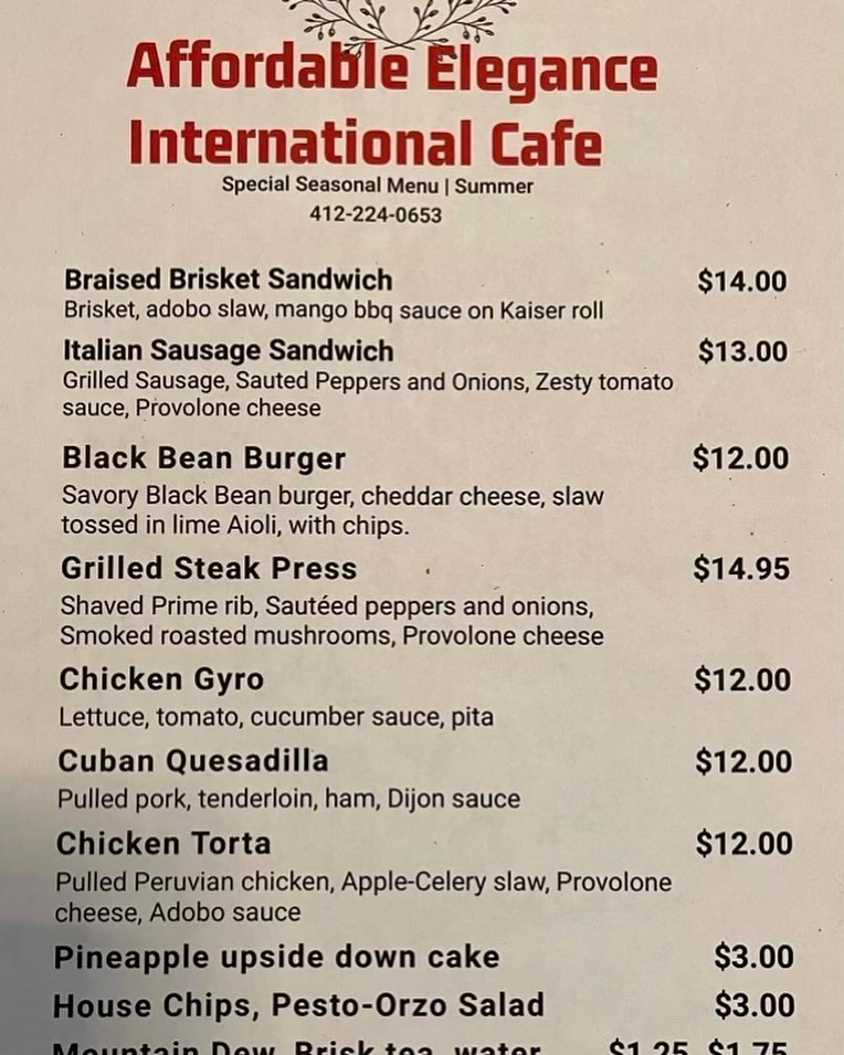 Neshannock Creek Brewing Menu