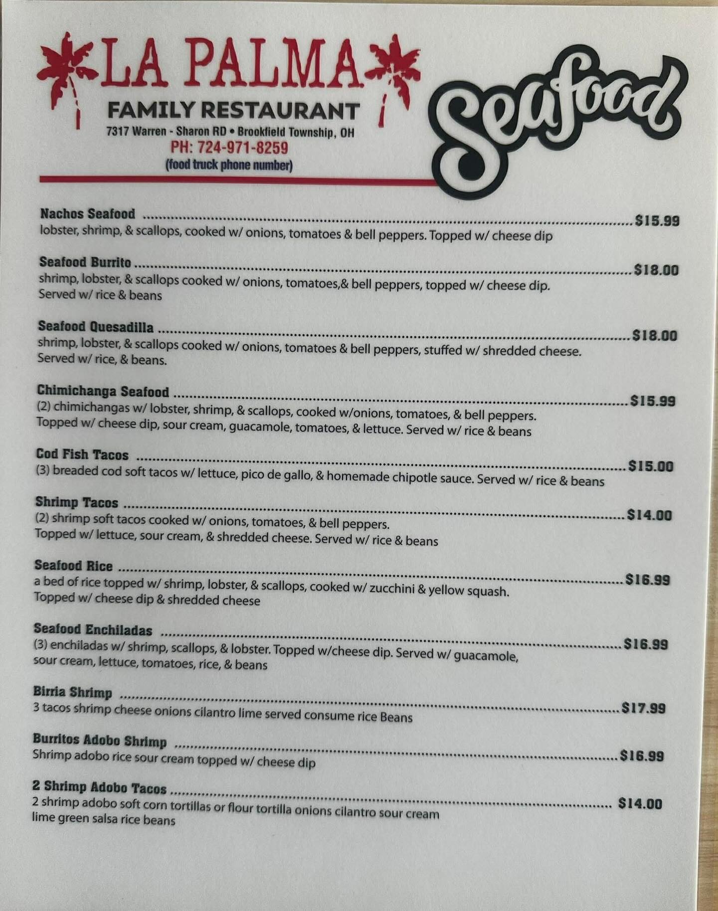 Neshannock Creek Brewing Menu