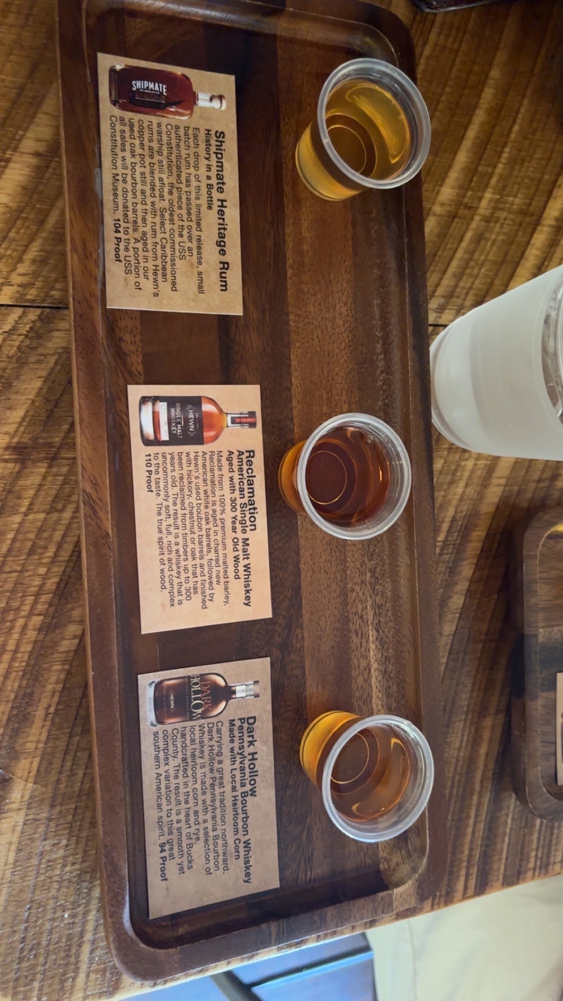 Hewn Spirits Distillery Menu