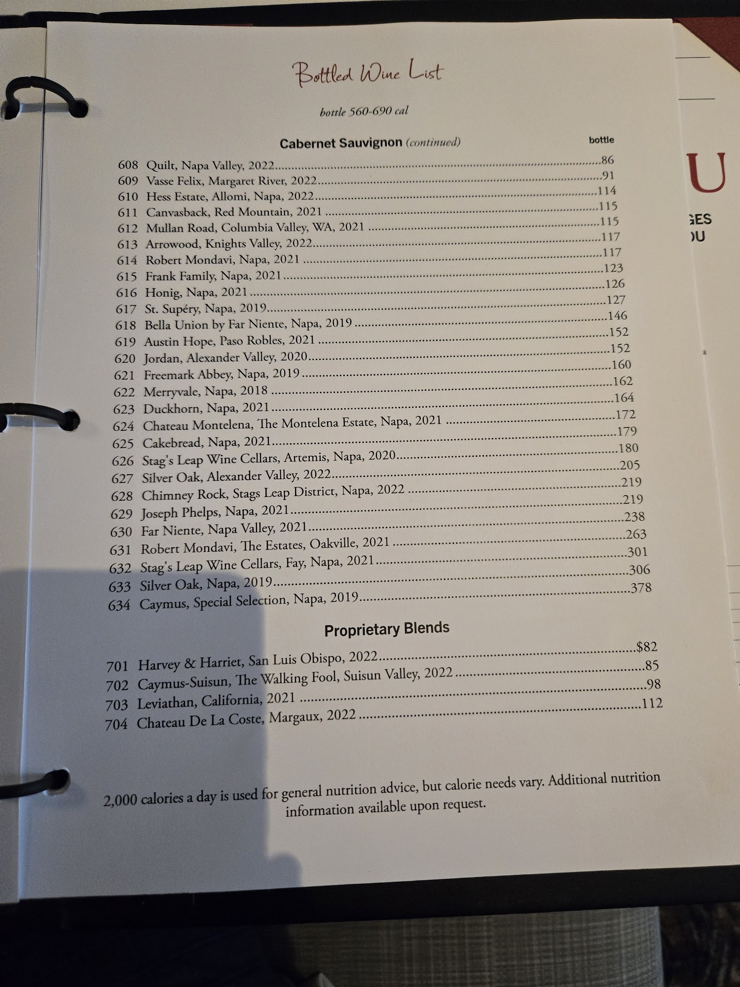 Ruth's Chris Steak House Menu