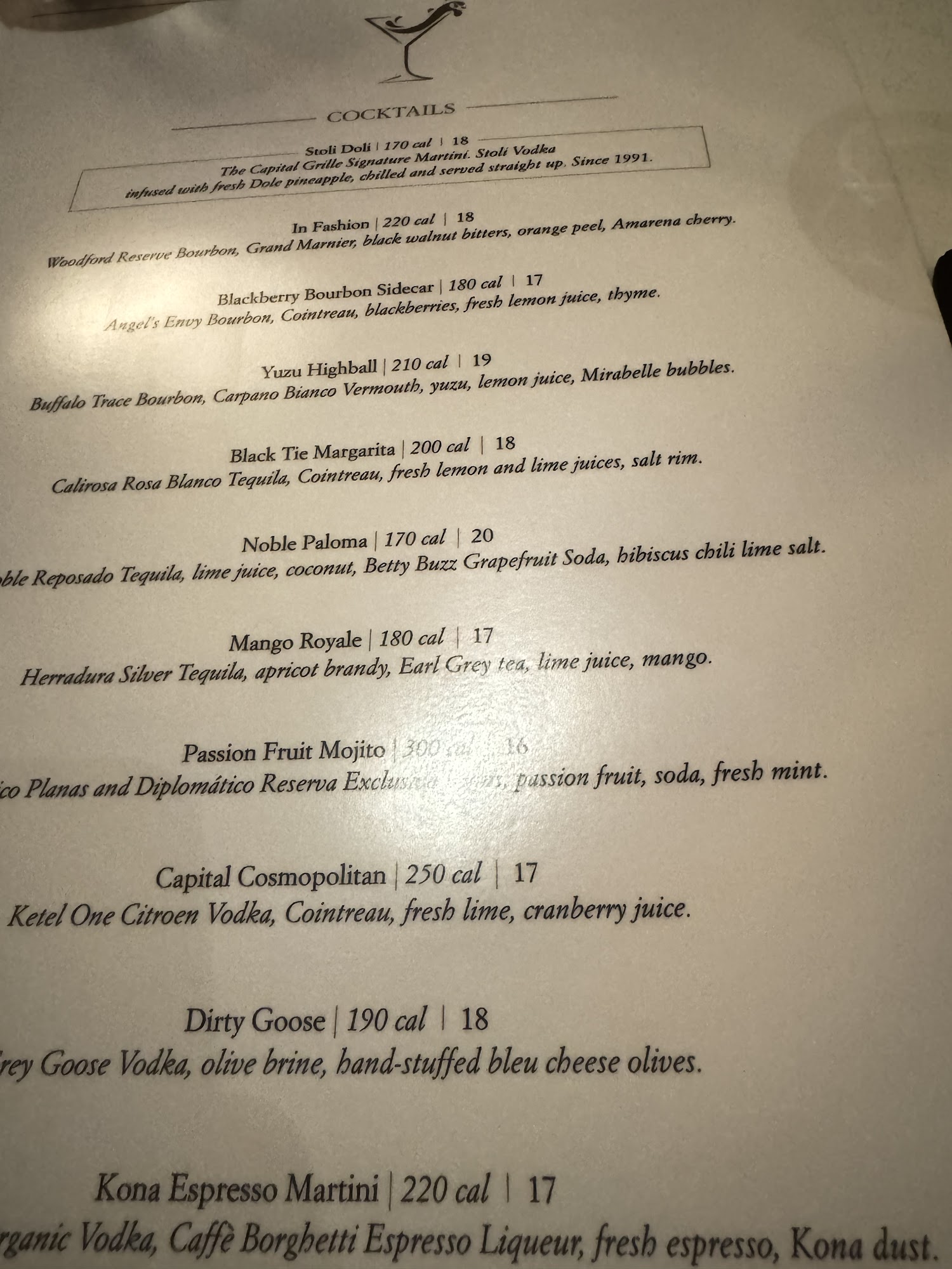 The Capital Grille Menu