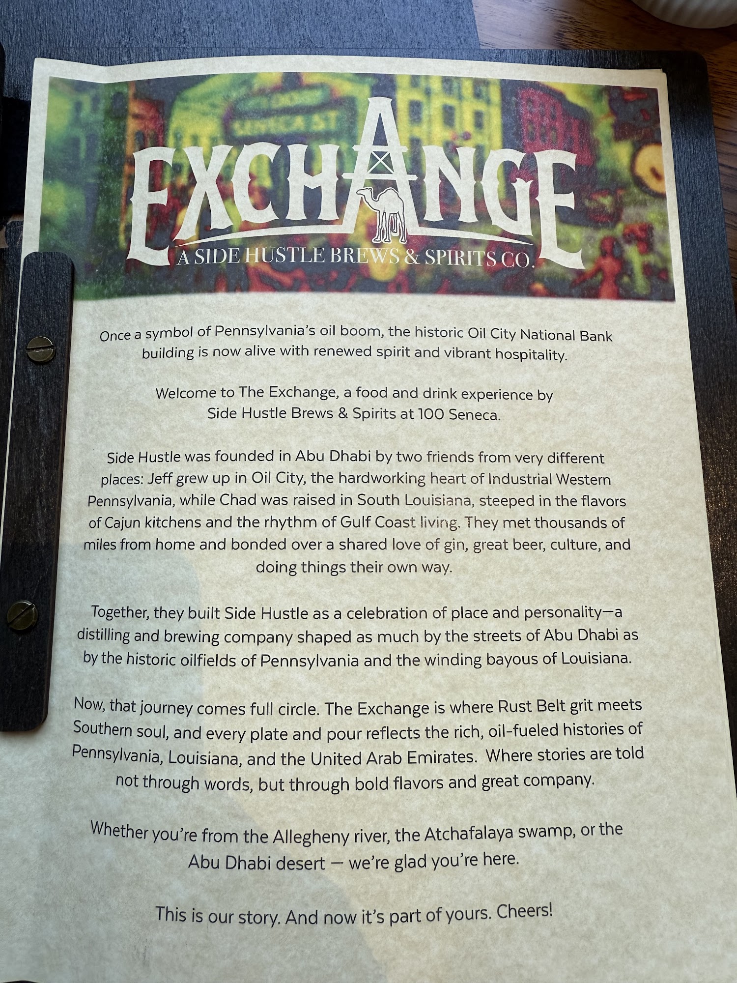 Exchange Oil City Menu