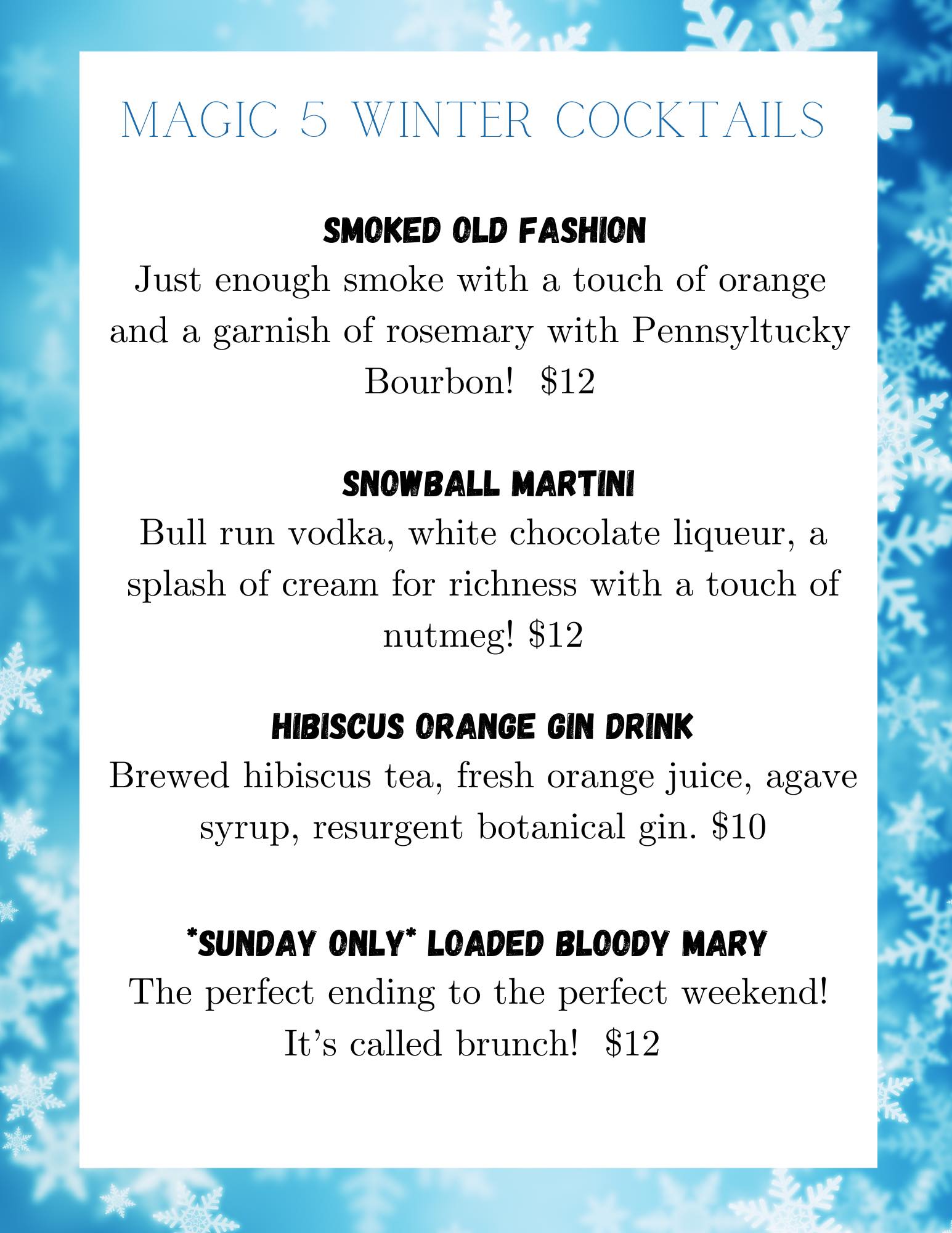 Magic 5 Wine Menu